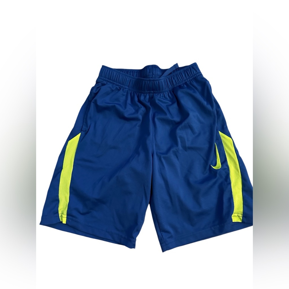 Nike Boys Training Shorts in Royal Blue and Neon Yellow| M 10/12